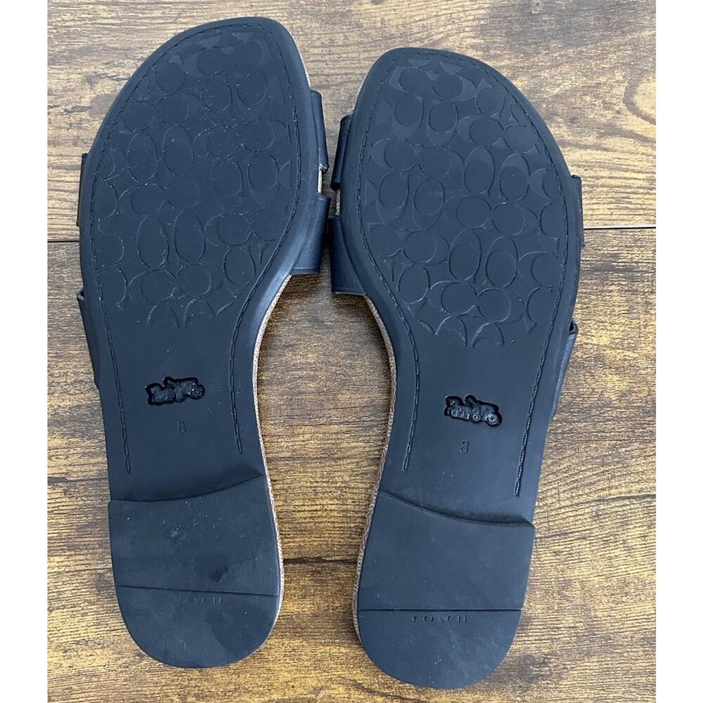 Coach Essie Sandals In Black. Logo Leather Sandals Summer Classic Coastal Size 8 - Picture 8 of 8